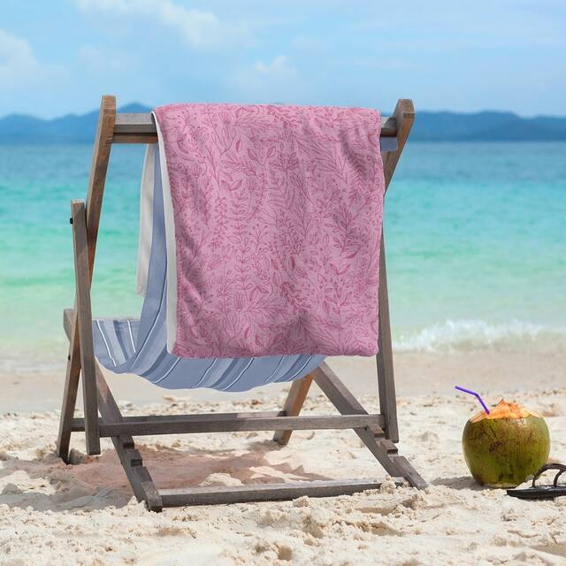 Full Color Ditsy Floral Pattern Beach Towel - 36 x 72 - Microfiber - Pink