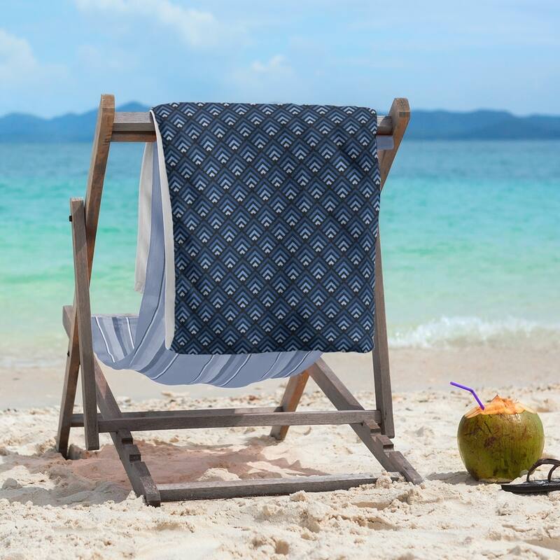 Classic Geometric Ombre Pattern Beach Towel - 36 x 72 - Microfiber - Black & Blue