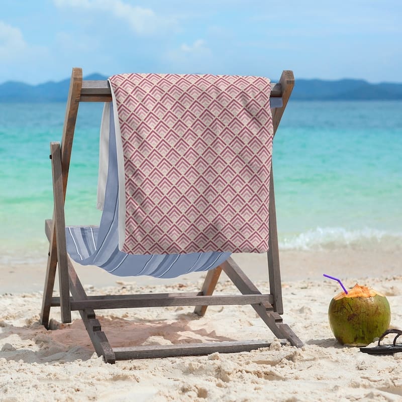 Classic Geometric Ombre Pattern Beach Towel - 36 x 72 - Microfiber - Yellow & Pink