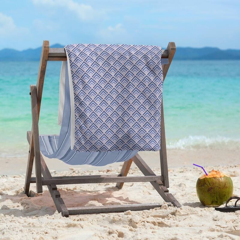 Classic Geometric Ombre Pattern Beach Towel - 36 x 72 - Microfiber - Pink & Blue
