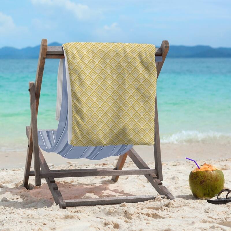 Classic Geometric Ombre Pattern Beach Towel - 36 x 72 - Microfiber - Yellow
