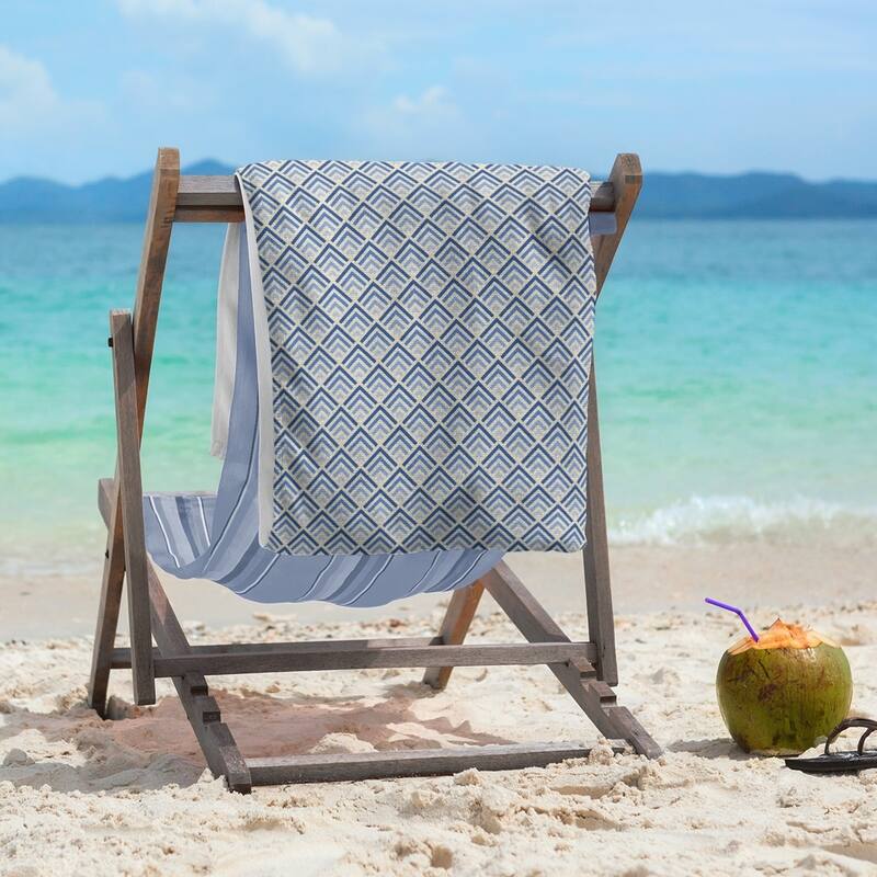 Classic Geometric Ombre Pattern Beach Towel - 36 x 72 - Cotton - Yellow & Blue