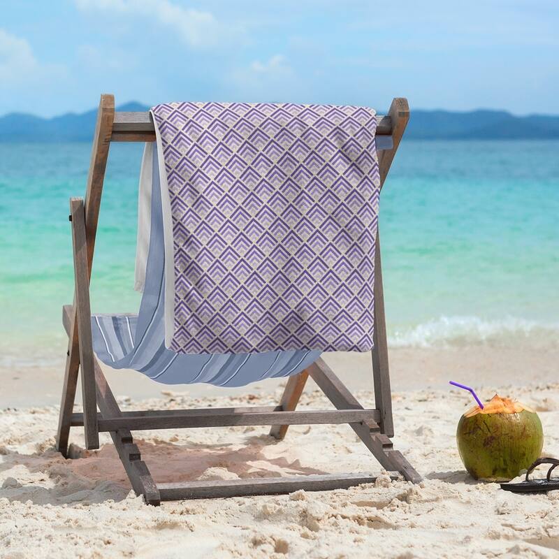 Classic Geometric Ombre Pattern Beach Towel - 36 x 72 - Cotton - Purple