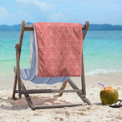 Pastel Monochrome Hand Drawn Triangles Beach Towel - 36 x 72