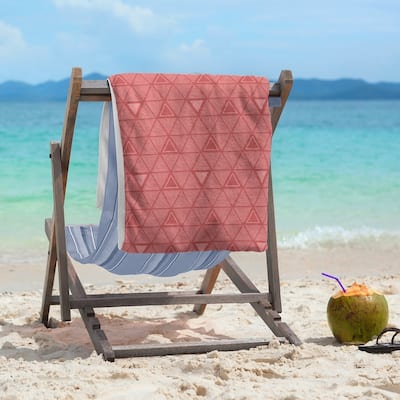 Monochrome Hand Drawn Triangle Pattern Beach Towel - 36 x 72