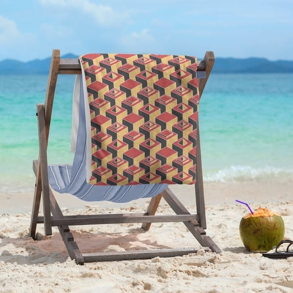 slide 1 of 36, Two Color Dark Skyscrapers Pattern Beach Towel - 36 x 72