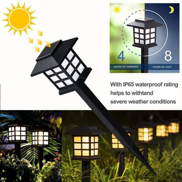 Outdoor Solar Powered LED Pathway Lights Outdoor Landscape Garden Fence Lamp