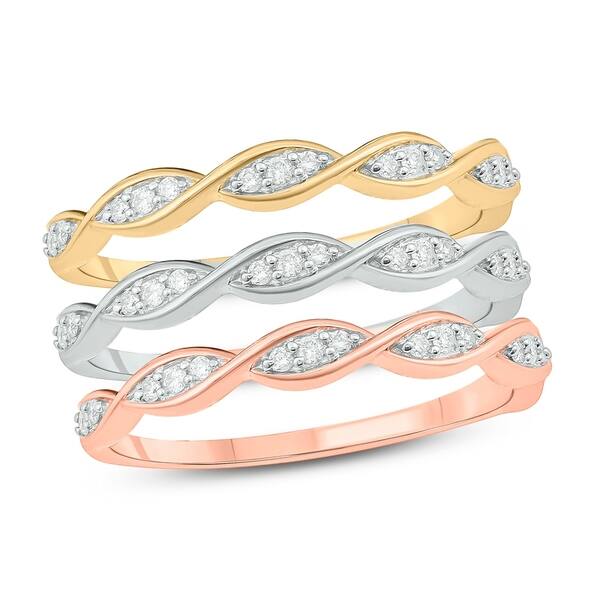 Shop 1 4 Cttw Diamond Fashion Set Of 3 Color Rings Made In Sterling Silver In All White Pink Plated Yellow Plated On Sale Overstock 28473064