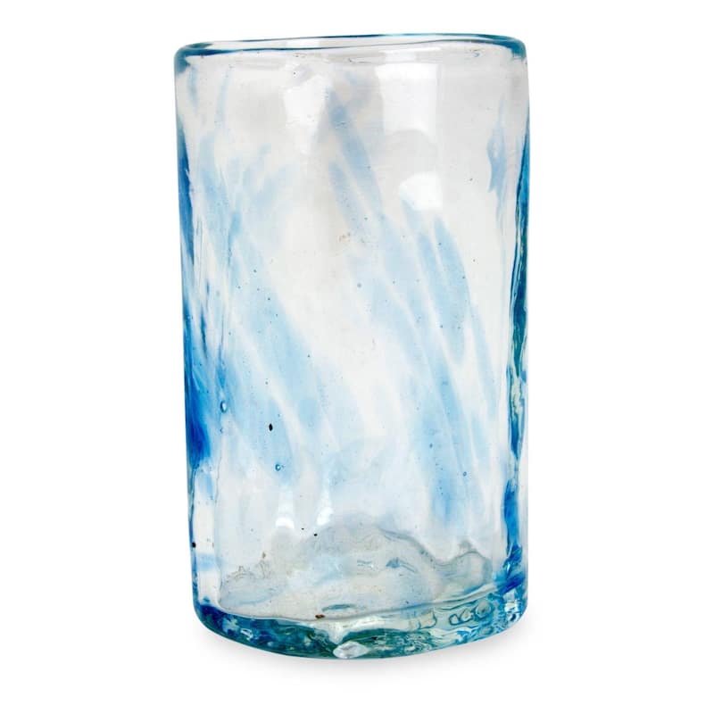 Handmade Azure Mist Blown Shot Glasses, Set of 4 (Mexico)