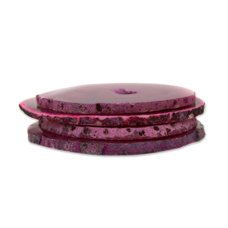 NOVICA Handmade Shocking Rose Agate Coasters, Set of 4 (Brazil)