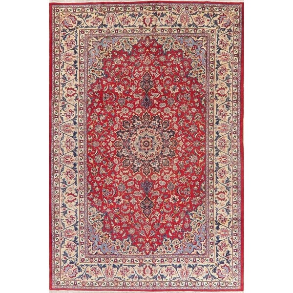 Vintage Najafabad Medallion Oriental Handmade Wool Persian Area Rug - 10'6" x 7'1"