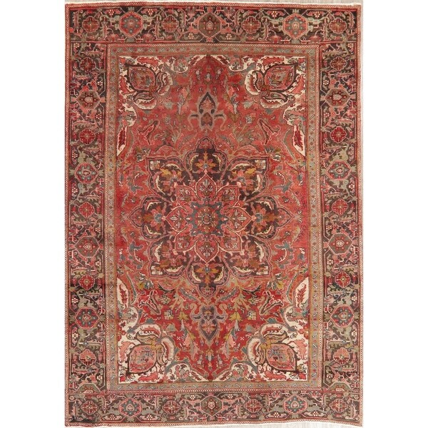 Vintage Heriz Oriental Hand Knotted Wool Persian Area Rug - 10'0" x 6'10"