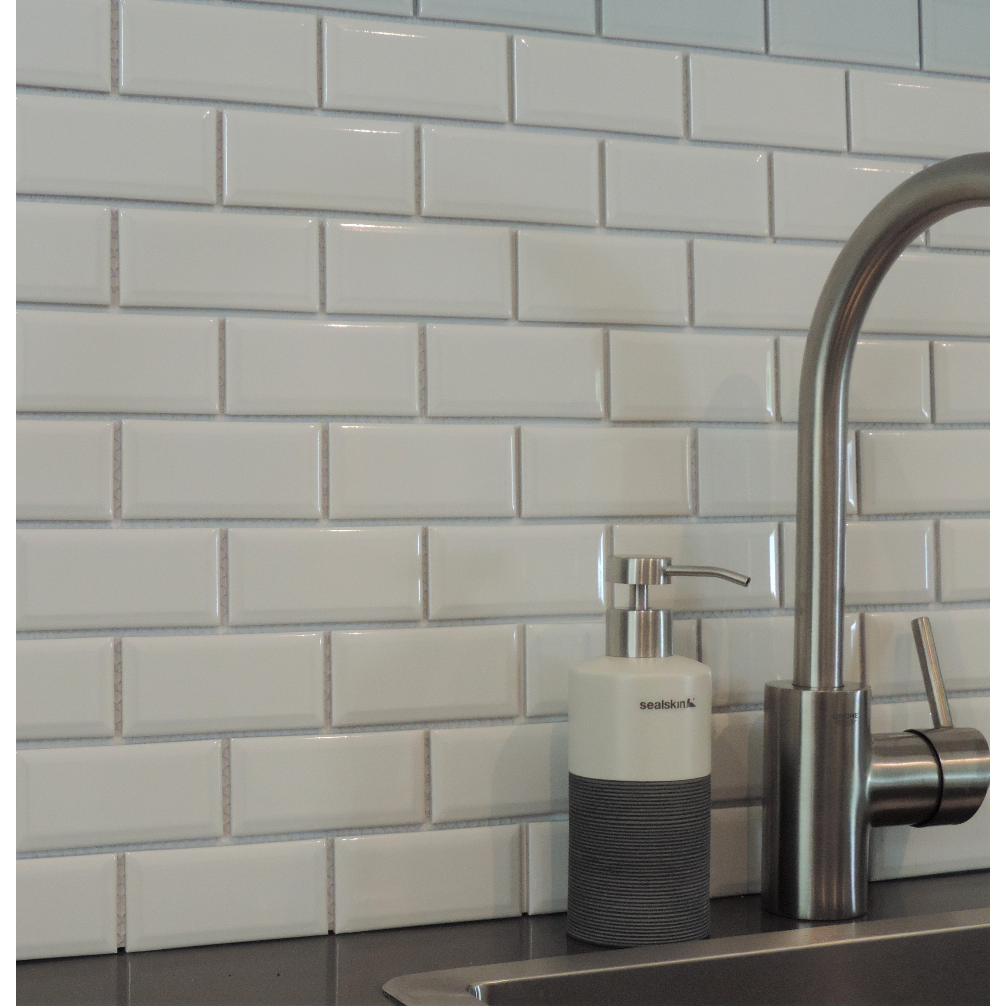 Glazed Porcelain Mosaic Tile Sheet Paris Subway 2 X4 White Glazed Porcelain Mosaic Tile Sheet