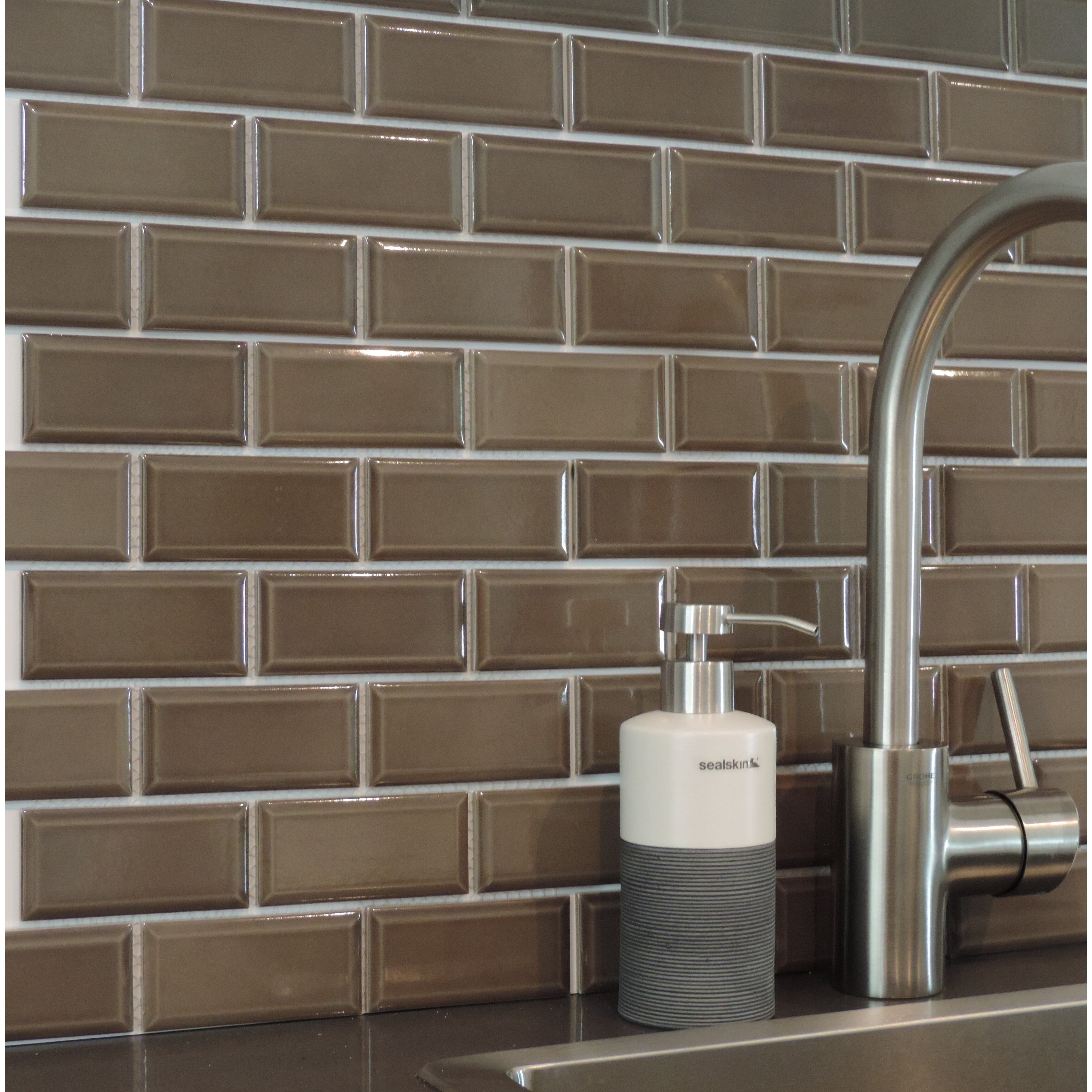Glazed Porcelain Mosaic Tile Sheet Paris Subway 2 X4 Brown Glazed Porcelain Mosaic Tile Sheet