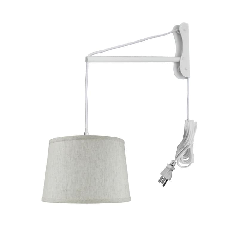 Textured Shallow Drum Shade, 1 Light White Cord/Arm
