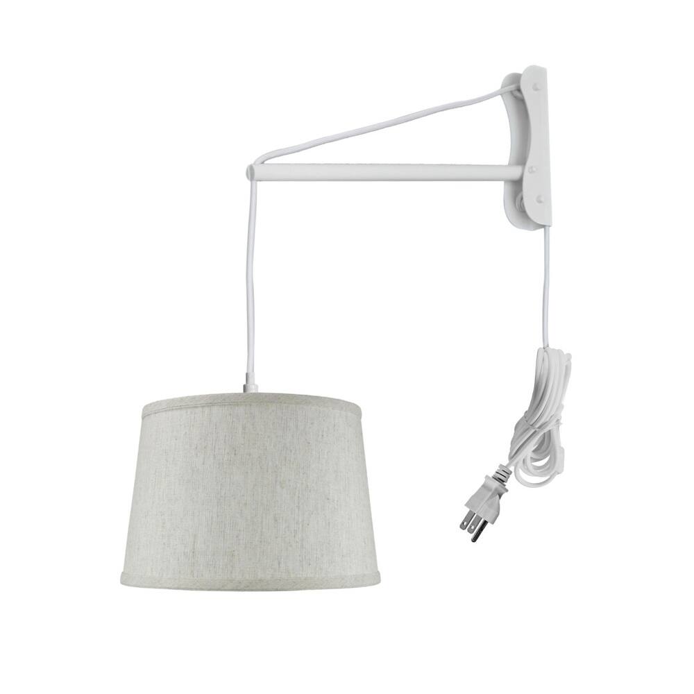 Textured Shallow Drum Shade, 1 Light White Cord/Arm