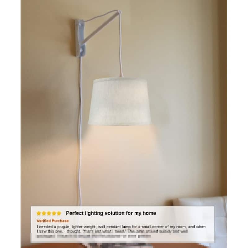 Textured Shallow Drum Shade, 1 Light White Cord/Arm