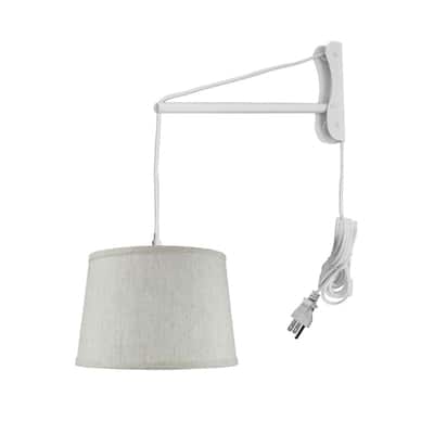 Textured Shallow Drum Shade, 1 Light White Cord/Arm
