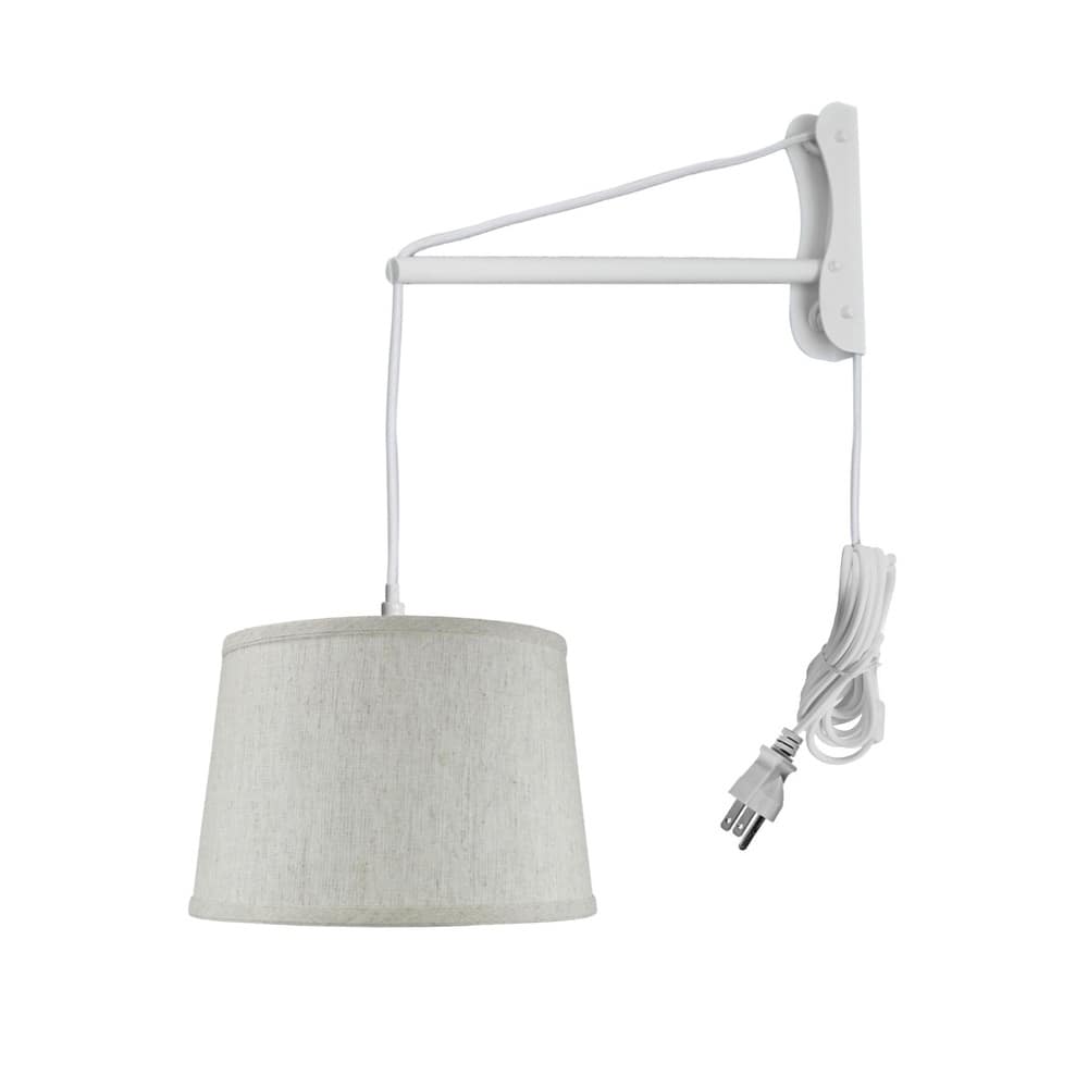 Textured Shallow Drum Shade, 1 Light White Cord/Arm