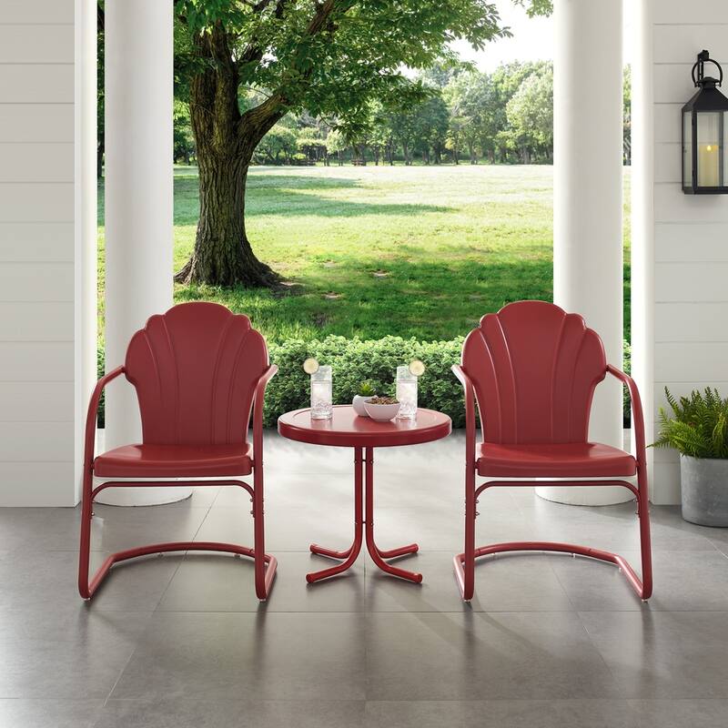 Crosley Tulip 3 Piece Outdoor Metal Armchair Set