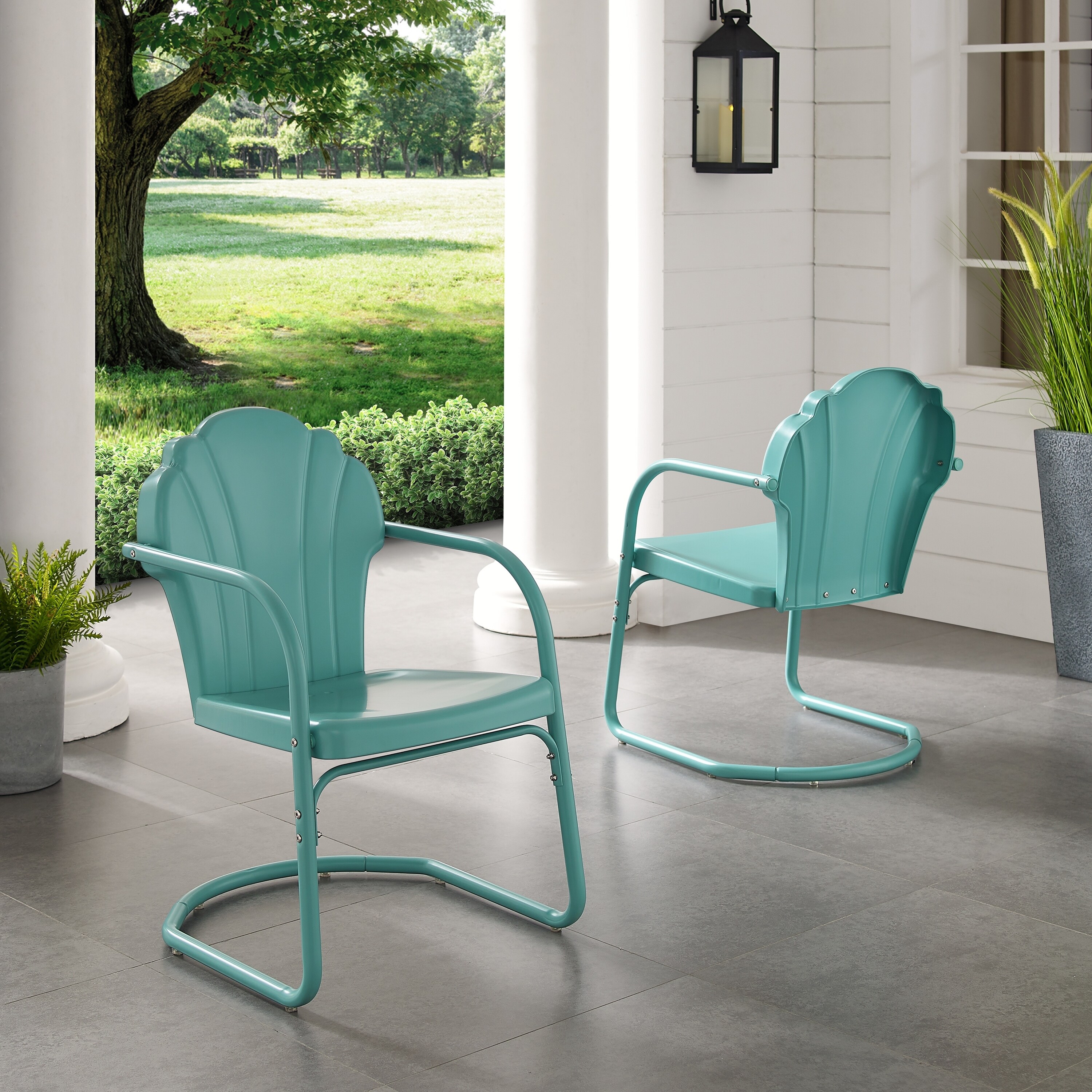 Diana Bay Blue Retro Metal Chairs Set Of 2 By Havenside Diana Bay Blue Retro Metal Chairs