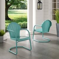 Havenside Home Diana Bay Blue Retro Metal Chairs (Set of 2)