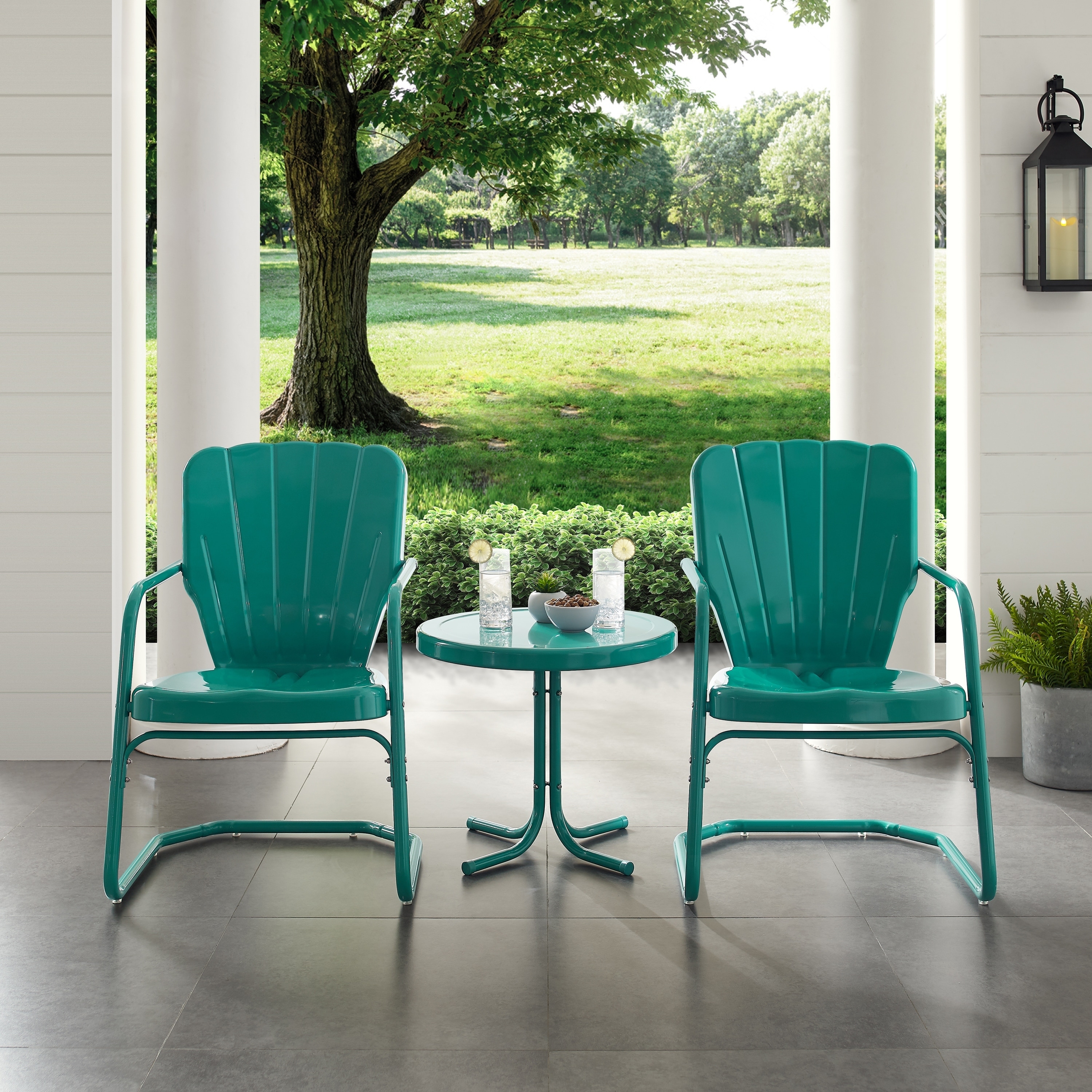 Crosley Ridgeland 3 Piece Outdoor Metal Armchair Set