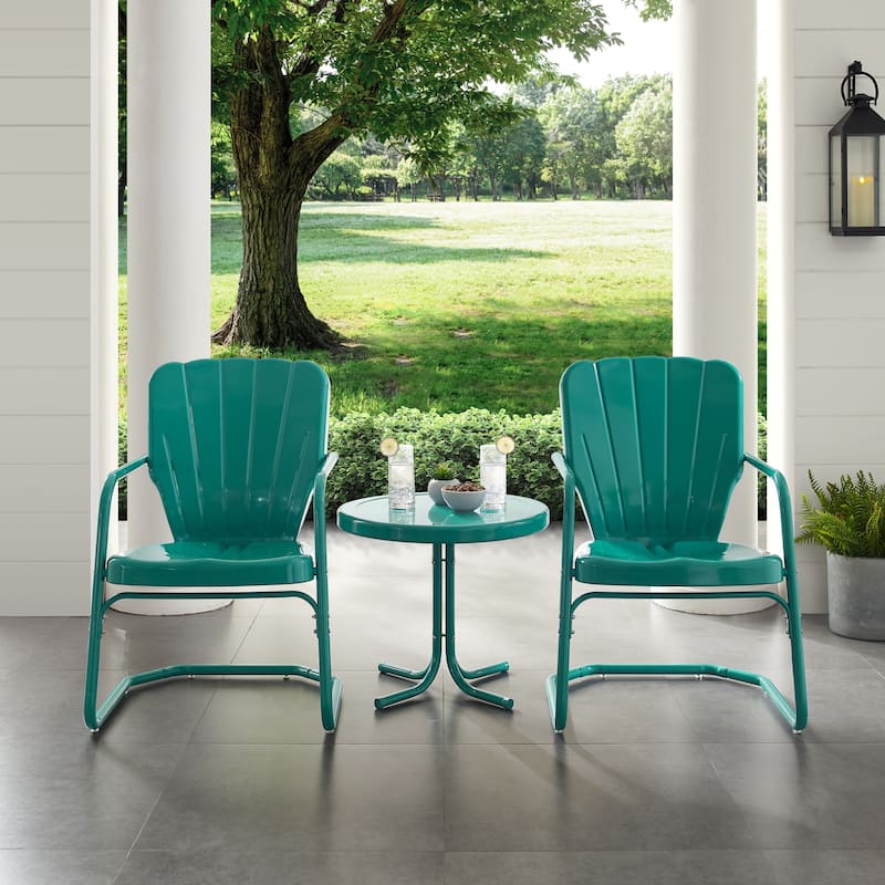 Crosley Ridgeland 3 Piece Outdoor Metal Armchair Set