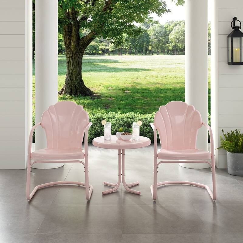 Crosley Tulip 3 Piece Outdoor Metal Armchair Set
