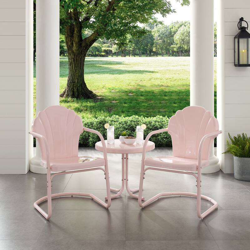 Crosley Tulip 3 Piece Outdoor Metal Armchair Set