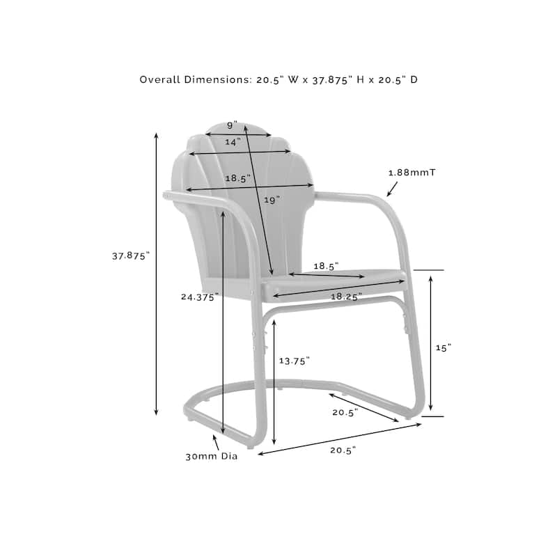 Crosley Ridgeland 3 Piece Outdoor Metal Armchair Set