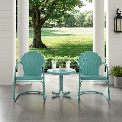 Crosley Tulip 3 Piece Outdoor Metal Armchair Set