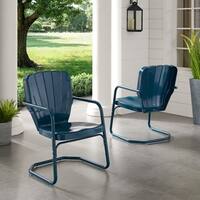 Havenside Home Dublin Bay Blue Metal Chairs (Set of 2)