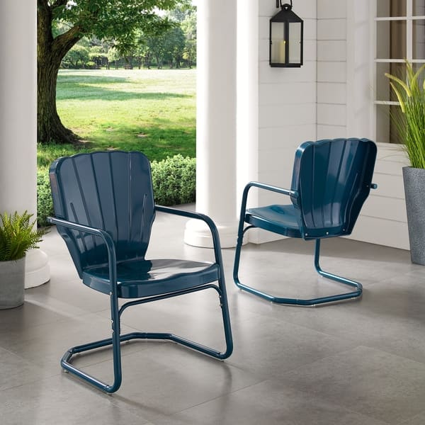 Shop Havenside Home Dublin Bay Blue Metal Chairs Set Of 2 Free