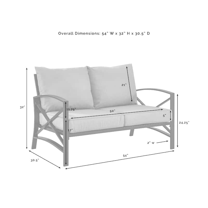 Kaplan Outdoor Metal Loveseat - 54 W x 30.5 D x 32 H - 54 W x 30.5 D x 32 H