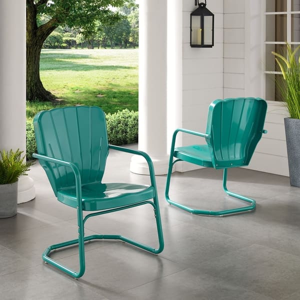 Shop Havenside Home Dublin Bay Turquoise Metal Chairs Set Of 2