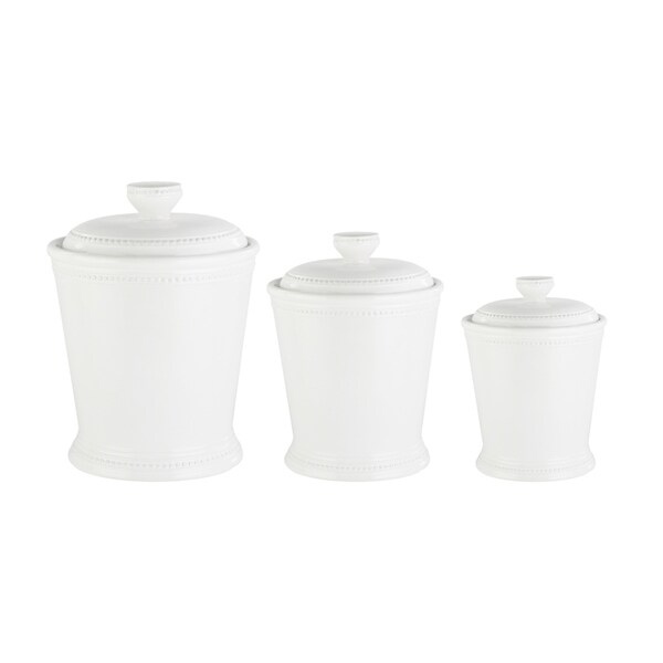 bianca dots white 3pcs canister set 10.125"h86oz,