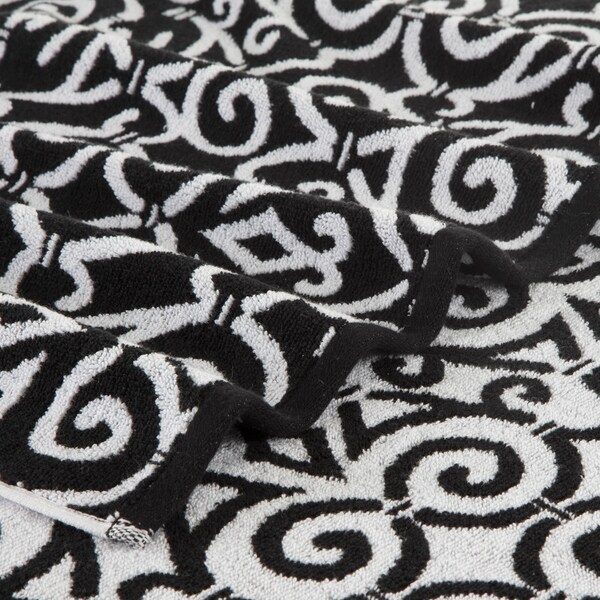 black and white bath towels