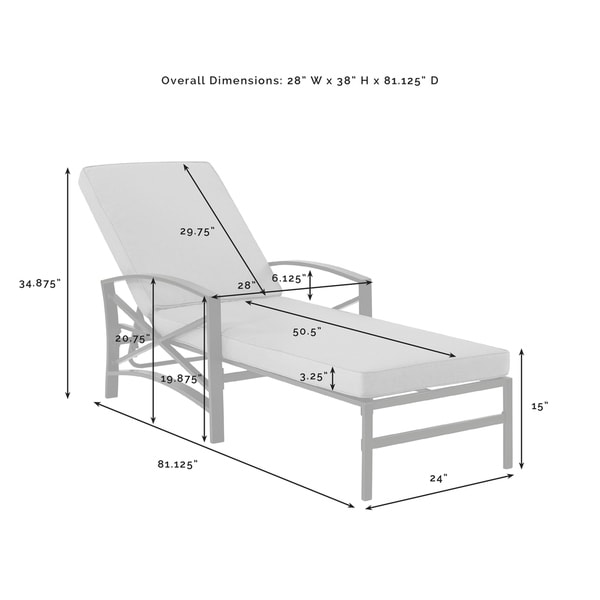 dimensions of a chaise lounge chair