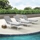 Havenside Home Davis Chaise Lounge Chair in White with Grey Cushions - Thumbnail 0