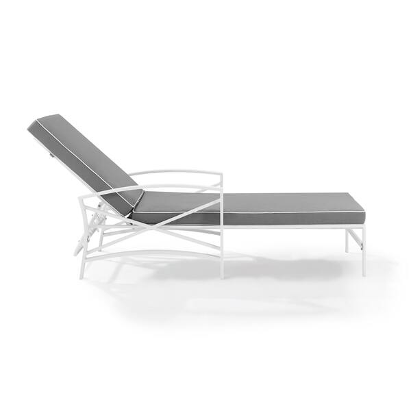 Kaplan Lounge Chair in White with Grey Cushions Bed Bath & Beyond