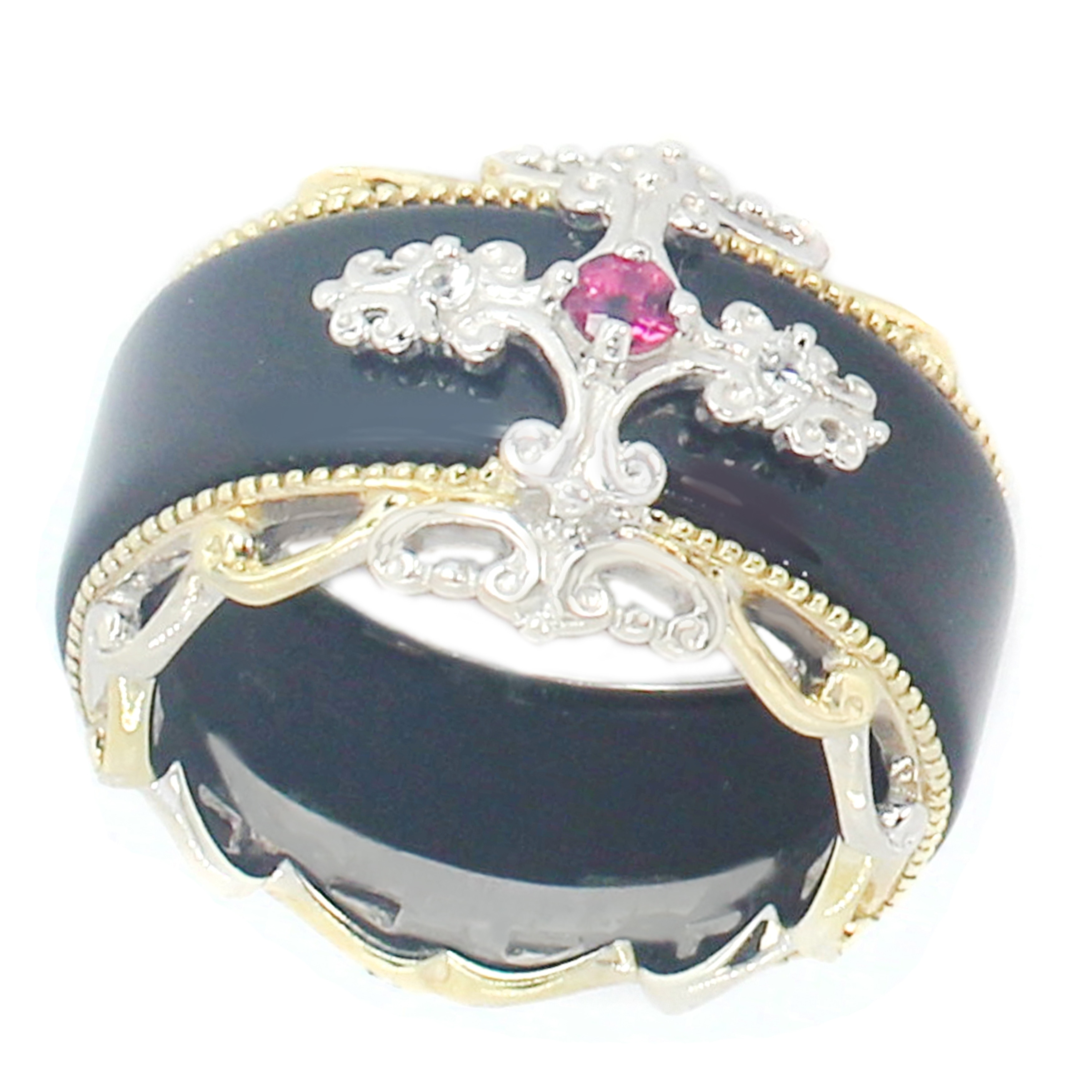 black agate band ring