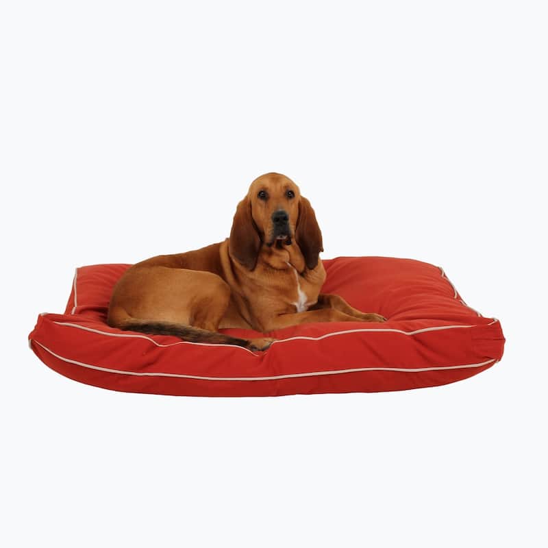 Carolina Pet Classic Rectangle Jamison Napper - Large (48"x36"x4") - Barn Red w/ Khaki Cording