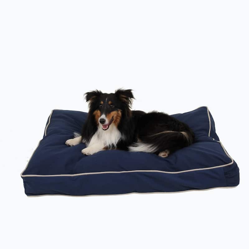Carolina Pet Classic Rectangle Jamison Napper - Small (36"x27"x4") - Blue w/ Khaki Cording