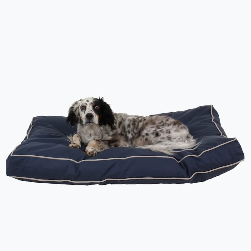 Carolina Pet Classic Rectangle Jamison Napper - Medium (42"x30"x4") - Blue w/ Khaki Cording