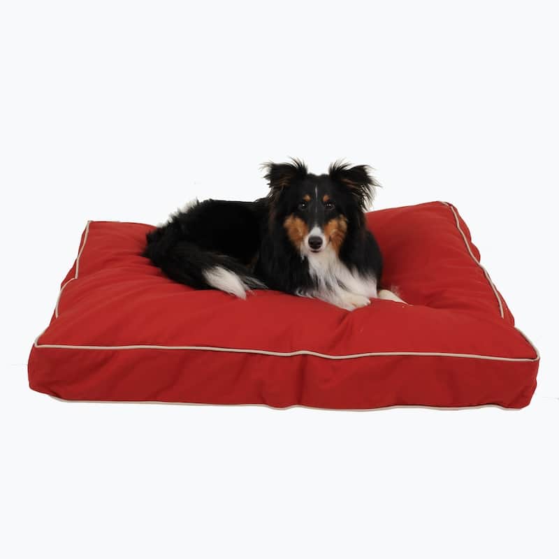 Carolina Pet Classic Rectangle Jamison Napper - Small (36"x27"x4") - Barn Red w/ Khaki Cording
