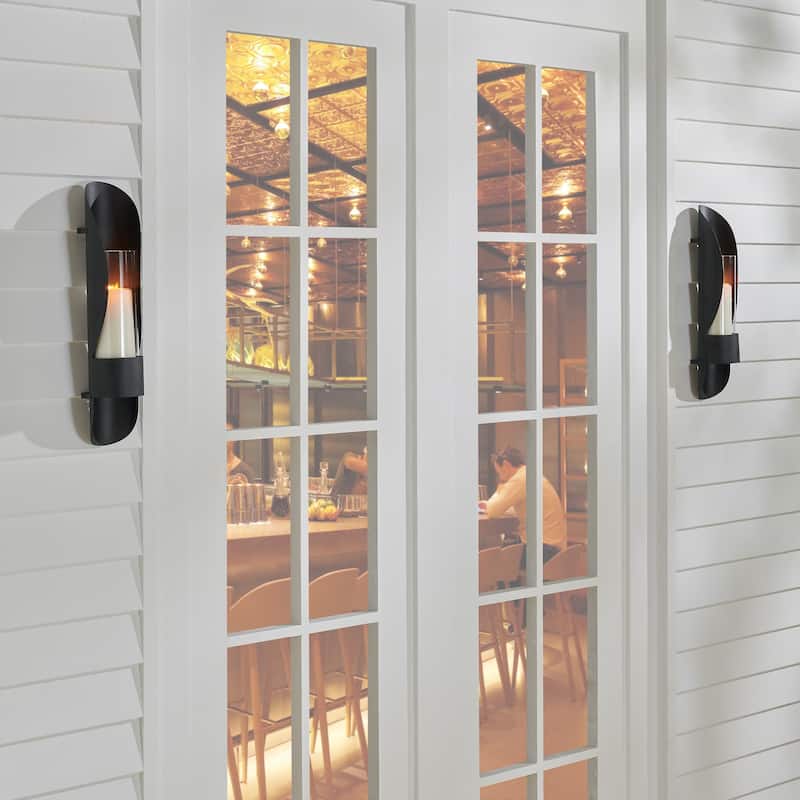 Danya B. Hugging Black Metal/ Glass Candle Sconces (Set of 2)