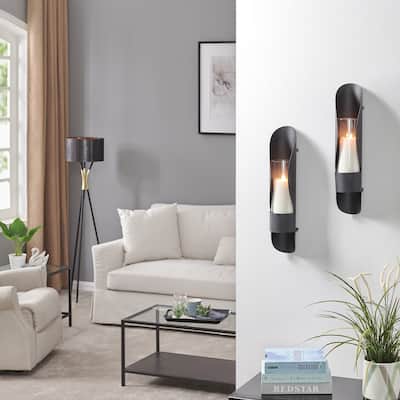 Danya B. Hugging Black Metal/ Glass Candle Sconces (Set of 2)