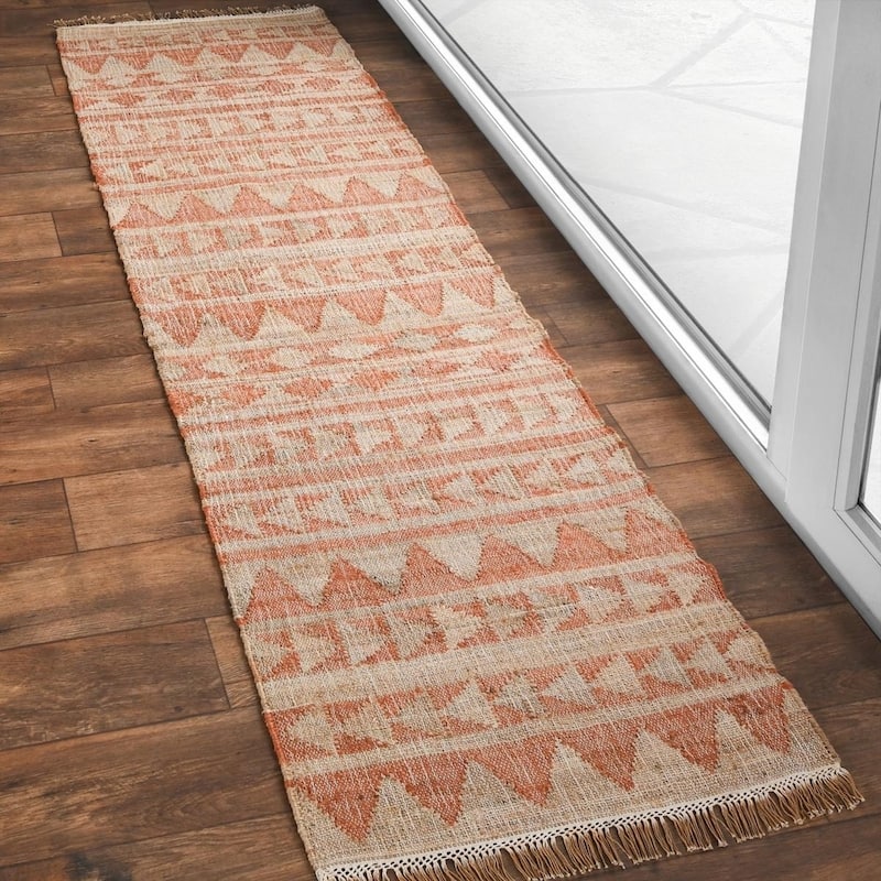 The Curated Nomad James Handwoven Jute Area Rug - 2.6'x8' - Terracotta/Natural