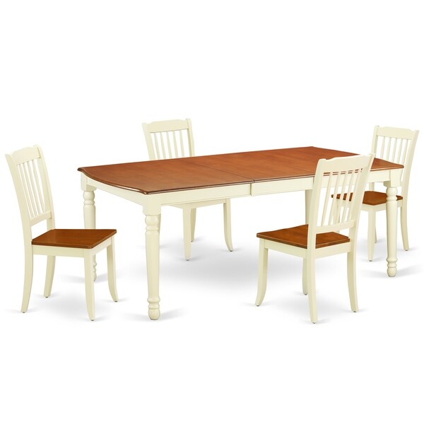 Rectangular 60/78 Inch Table with 18" Leaf and 4 Vertical Slatted Chairs (Number of Chairs Option)